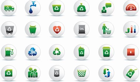 Eco icon set illustrated as white buttons Stock Photo - Budget Royalty-Free & Subscription, Code: 400-04667856