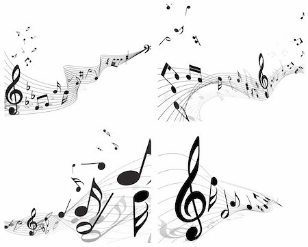 simsearch:400-08495932,k - Vector musical notes staff backgrounds set for design use Stock Photo - Budget Royalty-Free & Subscription, Code: 400-04668181