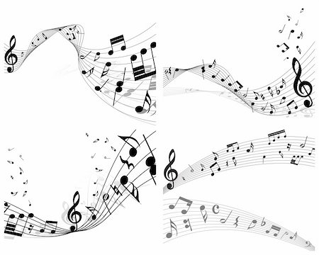 simsearch:400-06106160,k - Vector musical notes staff backgrounds set for design use Stock Photo - Budget Royalty-Free & Subscription, Code: 400-04668182