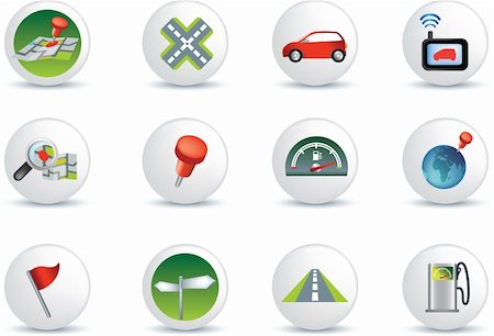 navigation road travel collection of icons illustration set Stock Photo - Budget Royalty-Free & Subscription, Code: 400-04668462