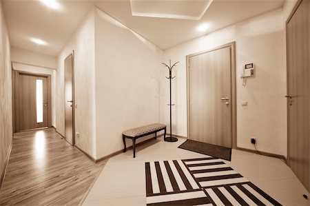 empty room with glass door - beautiful corridor with a door in a modern apartment Stock Photo - Budget Royalty-Free & Subscription, Code: 400-04668953