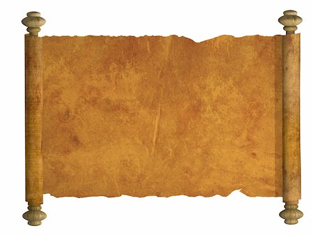 Scroll of old parchment. Object over white Stock Photo - Budget Royalty-Free & Subscription, Code: 400-04669364