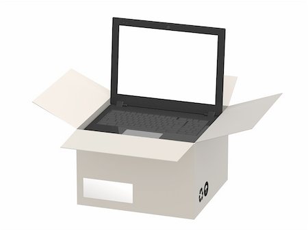 simsearch:400-05735817,k - New laptop in box. Object over white Stock Photo - Budget Royalty-Free & Subscription, Code: 400-04669533