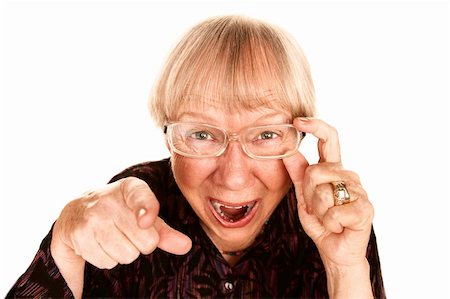 funny old people faces - Senior woman pointing her finger and laughing Stock Photo - Budget Royalty-Free & Subscription, Code: 400-04660620