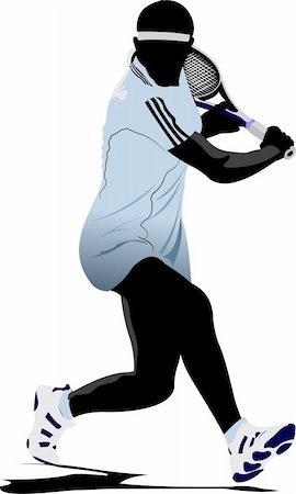 silhouette of a server - Tennis player. Vector illustration Stock Photo - Budget Royalty-Free & Subscription, Code: 400-04661296
