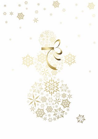 simsearch:400-04841877,k - Stylized snowman made from golden snowflakes (vector) Stock Photo - Budget Royalty-Free & Subscription, Code: 400-04662436