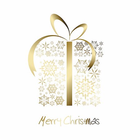 simsearch:400-04499144,k - Christmas present box made from golden snowflakes on white background Stock Photo - Budget Royalty-Free & Subscription, Code: 400-04662433