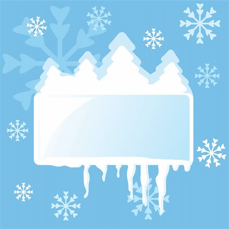 simsearch:400-07053830,k - Abstract winter frame with fir-trees, snowflakes and icicles for your design. Vector illustration. Stock Photo - Budget Royalty-Free & Subscription, Code: 400-04662461
