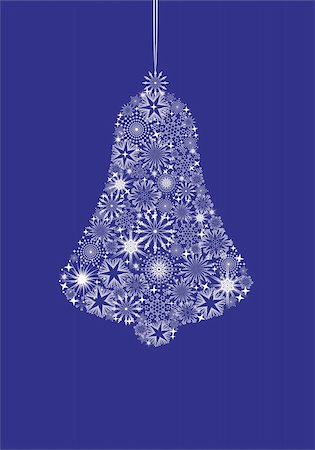 simsearch:400-05707989,k - Christmas bell, snowflakes ball white vector illustration Stock Photo - Budget Royalty-Free & Subscription, Code: 400-04663532