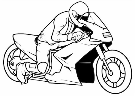 person on a bike drawing - Motorcycle 2010 - 10 Motorcycle Racing, Hand Drawn illustration + vector Stock Photo - Budget Royalty-Free & Subscription, Code: 400-04674019