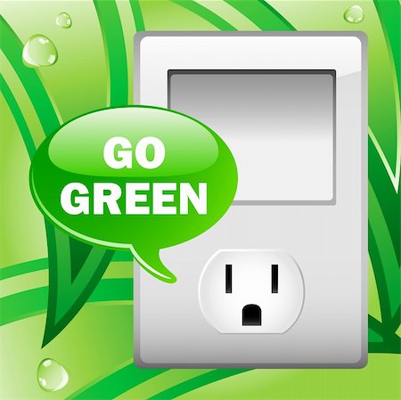 Go Green Electric Outlet with leaves background. Editable Vector Image Stock Photo - Budget Royalty-Free & Subscription, Code: 400-04674080