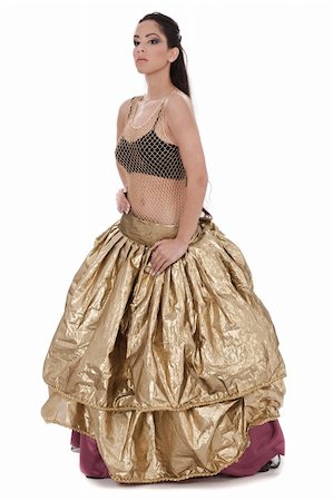 simsearch:400-04607386,k - Traditional belly dancer in golden costume in white background Stock Photo - Budget Royalty-Free & Subscription, Code: 400-04674571