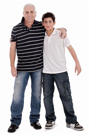 Positive image of a caucasian boy with his father on white background Photographie de stock - Aubaine LD & Abonnement, Code: 400-04674837
