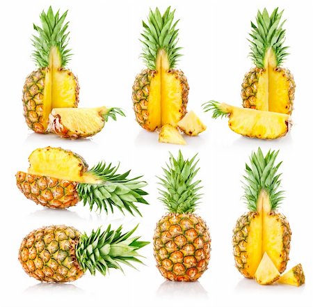 simsearch:400-05664137,k - set fresh pineapple fruits with cut isolated on white background Stock Photo - Budget Royalty-Free & Subscription, Code: 400-04675380