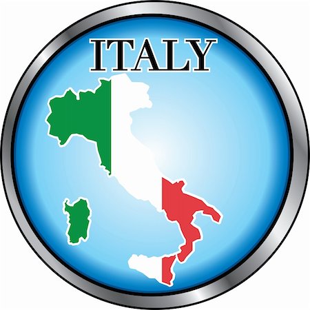Vector Illustration for Italy, Round Button. Used Didot font. Stock Photo - Budget Royalty-Free & Subscription, Code: 400-04675578