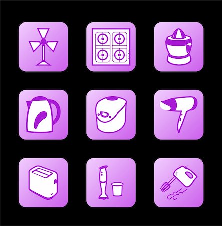 simsearch:400-04790475,k - Home appliances icons, purple contour series. Vector Stock Photo - Budget Royalty-Free & Subscription, Code: 400-04675752