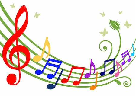 Music theme - dancing colorful notes on white background. Full scalable vector graphic included Eps v8 and 300 dpi JPG, change the colors as you like. Stock Photo - Budget Royalty-Free & Subscription, Code: 400-04676325
