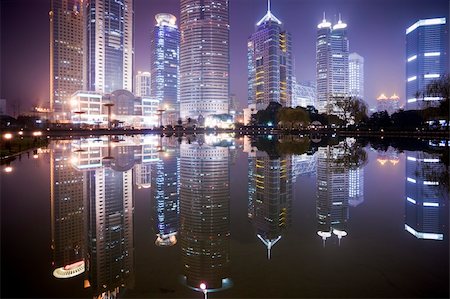 simsearch:400-04198862,k - the night view of the lujiazui financial centre in shanghai china. Stock Photo - Budget Royalty-Free & Subscription, Code: 400-04676495