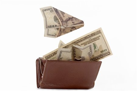 simsearch:400-08891312,k - Purse with denominations of dollar on a white background. Stock Photo - Budget Royalty-Free & Subscription, Code: 400-04676734