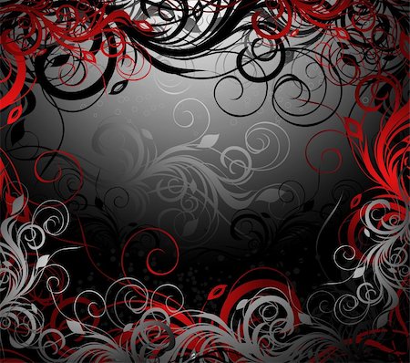 simsearch:400-04916314,k - Vector black, red and gold floral background with pattern Stock Photo - Budget Royalty-Free & Subscription, Code: 400-04676946