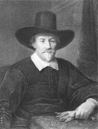 simsearch:400-05228888,k - Hugo Grotius (1583-1645) on engraving from the 1800s. Dutch jurist, philosopher, theologian, Christian apologist, playwright and poet. Engraved by J.Pofselwhite and published in London by Charles Knight, Ludgate Street. Stock Photo - Budget Royalty-Free & Subscription, Code: 400-04677028