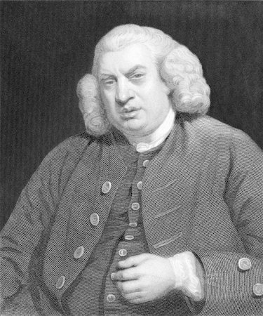 simsearch:400-05228888,k - Samuel Johnson (1709-1784) on engraving from the 1800s. English author who made lasting contributions to English literature as a poet, essayist, moralist, literary critic, biographer, editor and lexicographer. Engraved by W.Holl and published in London by A.Frillarton & Co. Stock Photo - Budget Royalty-Free & Subscription, Code: 400-04677187
