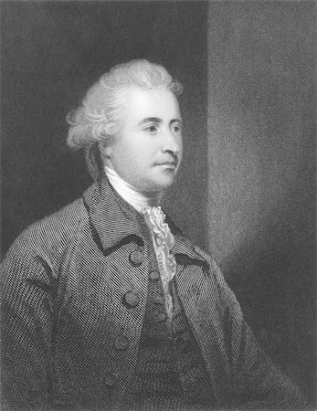 simsearch:400-05685013,k - Edmund Burke (1729-1797) on engraving from the 1800s. Anglo-Irish statesman, author, orator, political theorist and philosopher. Mostly remembered for his opposition to the French Revolution. Leading figure within the conservative faction of the Whig party. Engraved by H.Robinson from a painting by J.Reynolds and published in London by Fisher, Son & Co in 1845. Stock Photo - Budget Royalty-Free & Subscription, Code: 400-04677566