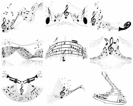 simsearch:400-06106160,k - Vector musical notes staff background for design use Stock Photo - Budget Royalty-Free & Subscription, Code: 400-04678691