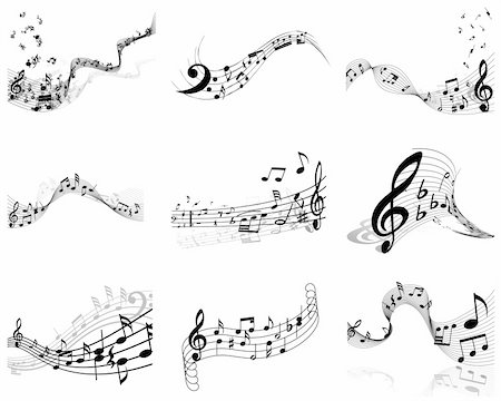 simsearch:400-08495932,k - Vector musical notes staff backgrounds set for design use Stock Photo - Budget Royalty-Free & Subscription, Code: 400-04678725
