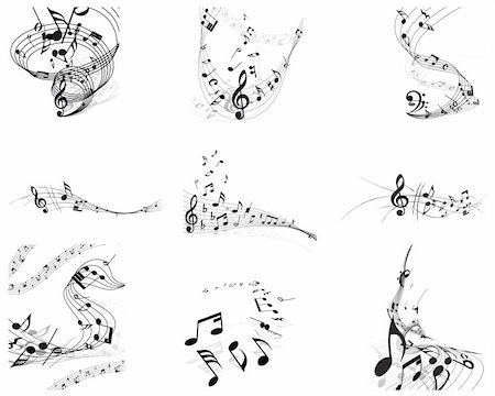 simsearch:400-08495932,k - Vector musical notes staff backgrounds set for design use Stock Photo - Budget Royalty-Free & Subscription, Code: 400-04678727