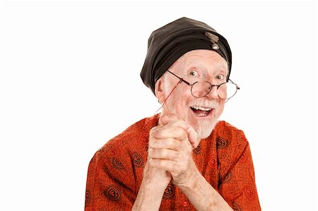 Happy senior guru with his hands clasped Stock Photo - Budget Royalty-Free & Subscription, Code: 400-04670406