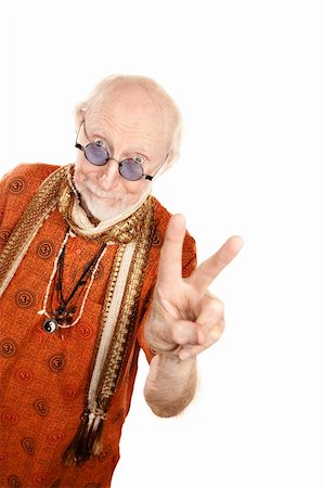 simsearch:400-04831298,k - New age senior man in orange shirt making peace sign Stock Photo - Budget Royalty-Free & Subscription, Code: 400-04670421