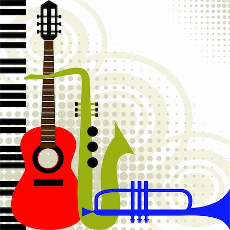 Abstract background, colored music instruments, full scalable vector graphic included Eps v8 and 300 dpi JPG, change the colors as you like. Stock Photo - Budget Royalty-Free & Subscription, Code: 400-04671010