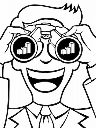 Businessman uses his binoculars to see a financial chart. Stock Photo - Budget Royalty-Free & Subscription, Code: 400-04671140