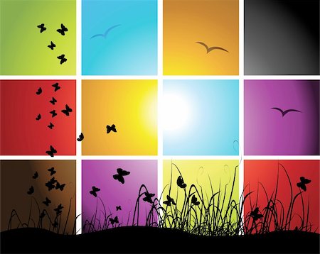 simsearch:400-04597010,k - Times of day, sunset on meadow, mosaic background for your design Stock Photo - Budget Royalty-Free & Subscription, Code: 400-04671586