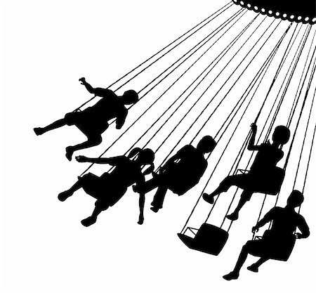 Editable vector silhouette of children on a fairground ride with each child as a separate object. Foto de stock - Super Valor sin royalties y Suscripción, Código: 400-04672098