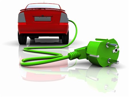 3d illustration of electric car, over white background Stock Photo - Budget Royalty-Free & Subscription, Code: 400-04672524