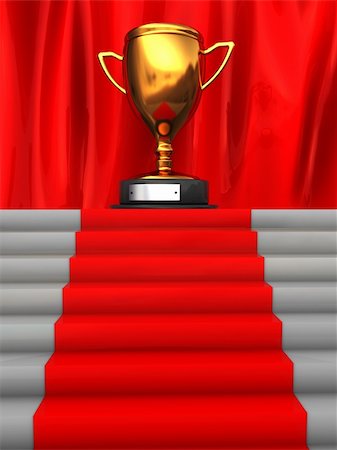 red and gold fabric for curtains - 3d illustration of stairway to golden trophy cup Stock Photo - Budget Royalty-Free & Subscription, Code: 400-04672551