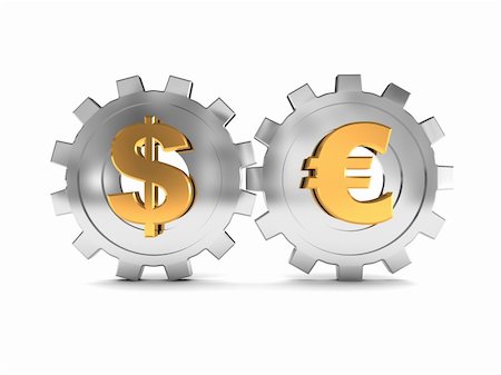 simsearch:700-05803434,k - 3d illustration of two gear wheels system with dollar and euro signs Stock Photo - Budget Royalty-Free & Subscription, Code: 400-04672651