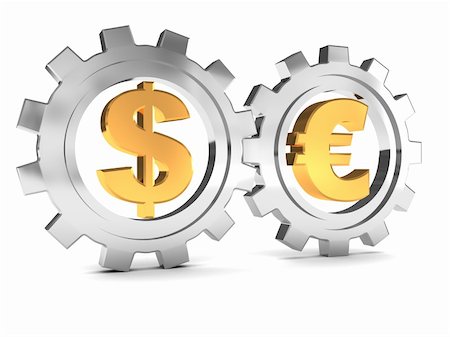 simsearch:700-05803434,k - 3d illustration of dollar and euro gear wheels system Stock Photo - Budget Royalty-Free & Subscription, Code: 400-04672652