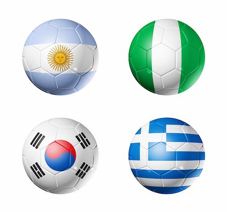 simsearch:400-05747260,k - 3D soccer balls with group B teams flags, world football cup 2010. isolated on white Stock Photo - Budget Royalty-Free & Subscription, Code: 400-04672967