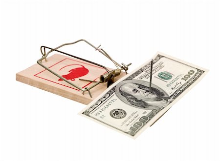 simsearch:400-05730288,k - Mousetrap with dollars isolated on white background Stock Photo - Budget Royalty-Free & Subscription, Code: 400-04684539