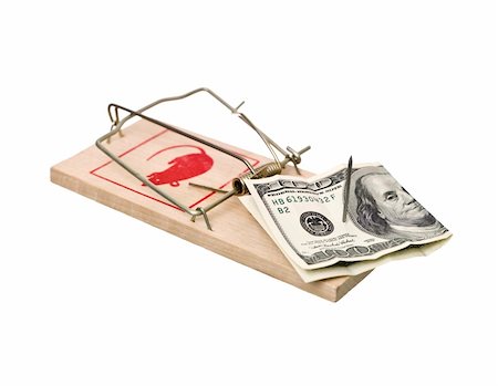 simsearch:400-05730288,k - Mousetrap with dollars isolated on white background Stock Photo - Budget Royalty-Free & Subscription, Code: 400-04684540