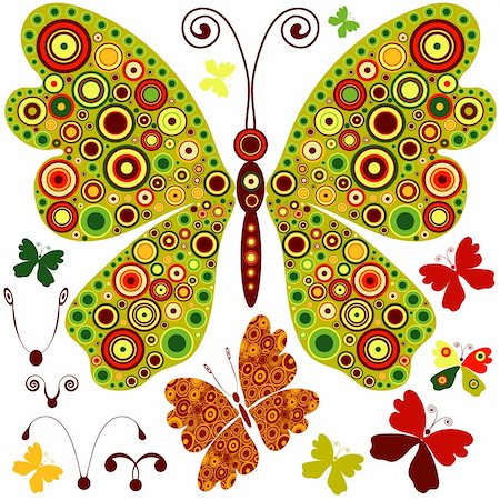 simsearch:400-05706564,k - Set abstract butterflies for design on white (vector) Stock Photo - Budget Royalty-Free & Subscription, Code: 400-04685507