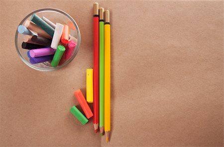 color chalk on paper on white background, photo Stock Photo - Budget Royalty-Free & Subscription, Code: 400-04685935