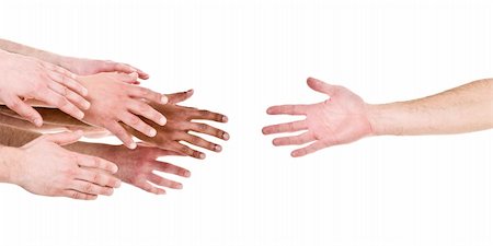 Hand reaching out for help isolated on white background Stock Photo - Budget Royalty-Free & Subscription, Code: 400-04686812