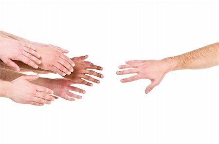 Hand reaching out for help isolated on white background Stock Photo - Budget Royalty-Free & Subscription, Code: 400-04686813