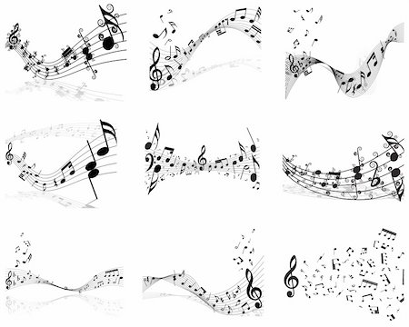 simsearch:400-04653339,k - Vector musical notes staff background for design use Stock Photo - Budget Royalty-Free & Subscription, Code: 400-04687420