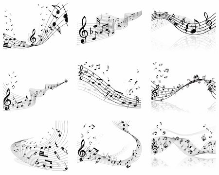 simsearch:400-06106160,k - Vector musical notes staff background for design use Stock Photo - Budget Royalty-Free & Subscription, Code: 400-04687513