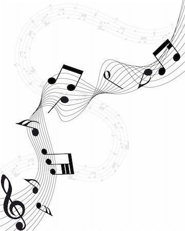 simsearch:400-04653339,k - Vector musical notes staff background for design use Stock Photo - Budget Royalty-Free & Subscription, Code: 400-04687527